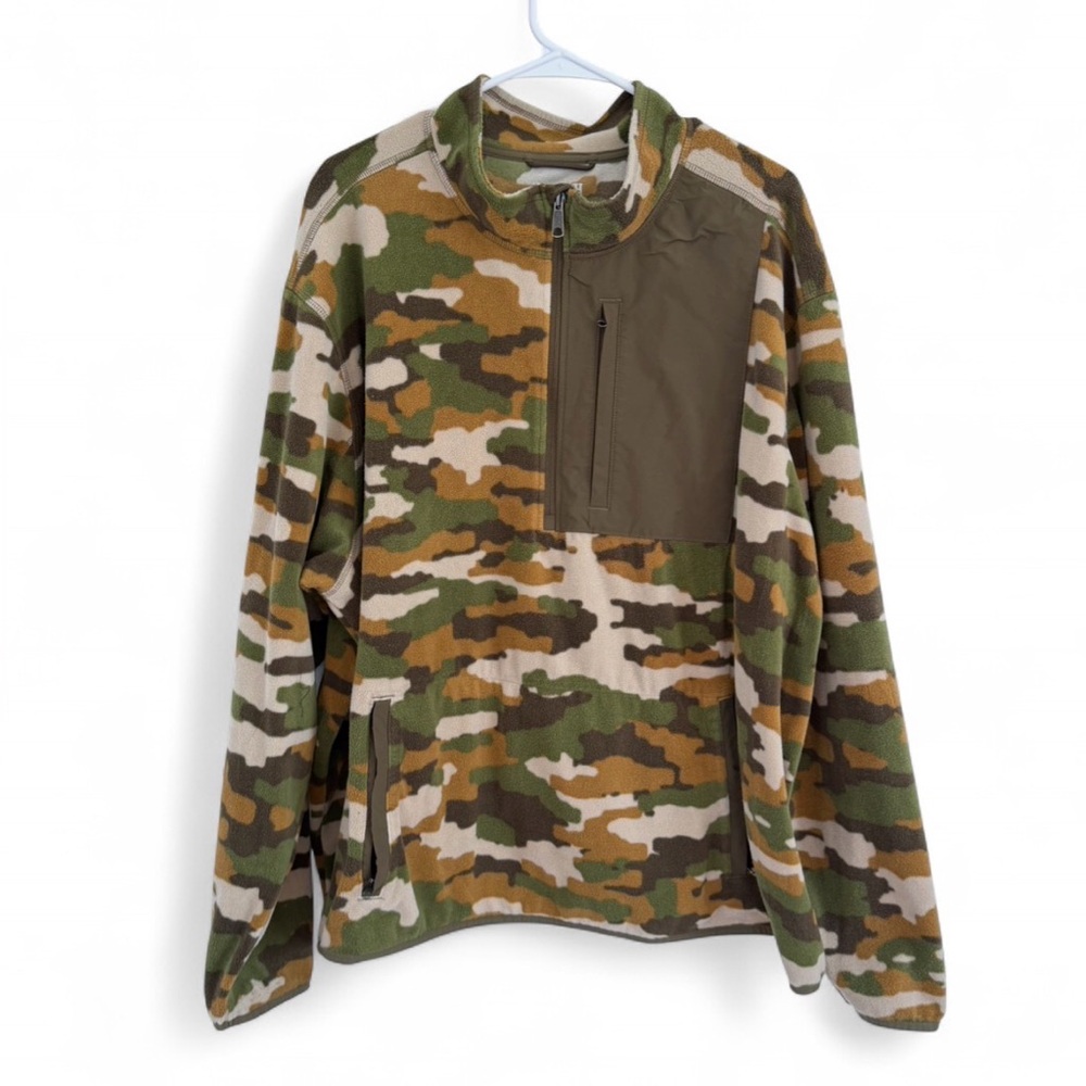 Duluth Trading Checkpoint Camo Fleece 1/4 Zip Mock Sweatshirt Men’s 3XL Outdoor